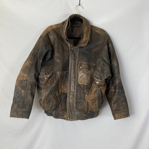 Source Unknown Other - Vintage Leather 80's Small Men's Bomber Jacket (Flaws)